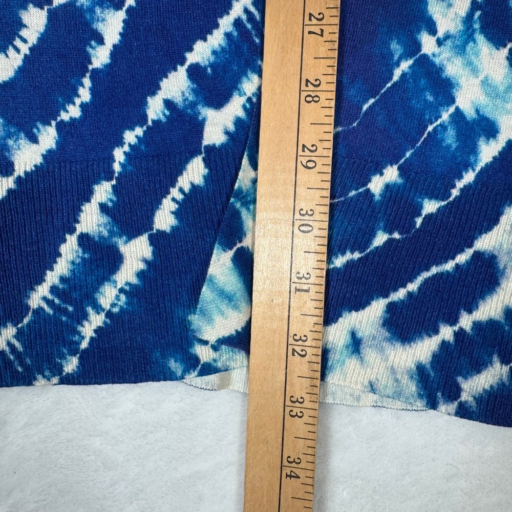 Saks Fifth Avenue Cardigan Womens XS Blue Tie Dye Silk Cashmere Longline Luxury - Picture 7 of 8